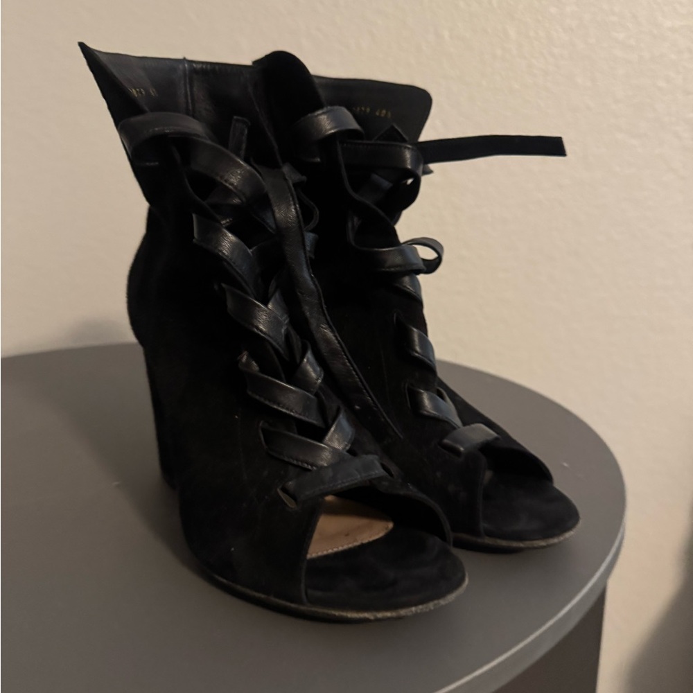 Gianvito Rossi Black Lace Up Boots
